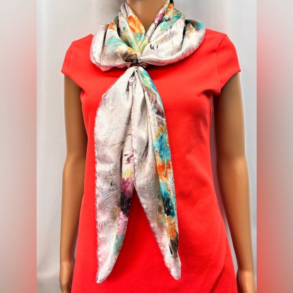 Minelli Multi Colour Abstract  Silk Scarf